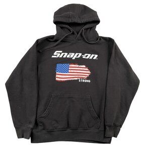 Snap-On Hoodie Mens Medium Black USA Strong Pullover w/ Drawstring